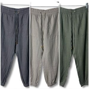Company Ellen Tracy Women’s 100% Linen Jogger Pants Bundle – 3 Pair – Size M